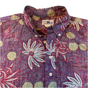 Rey Spooner Hawaiian Mens Pull Over Reverse Print Shirt Sz L Purple Red VTG